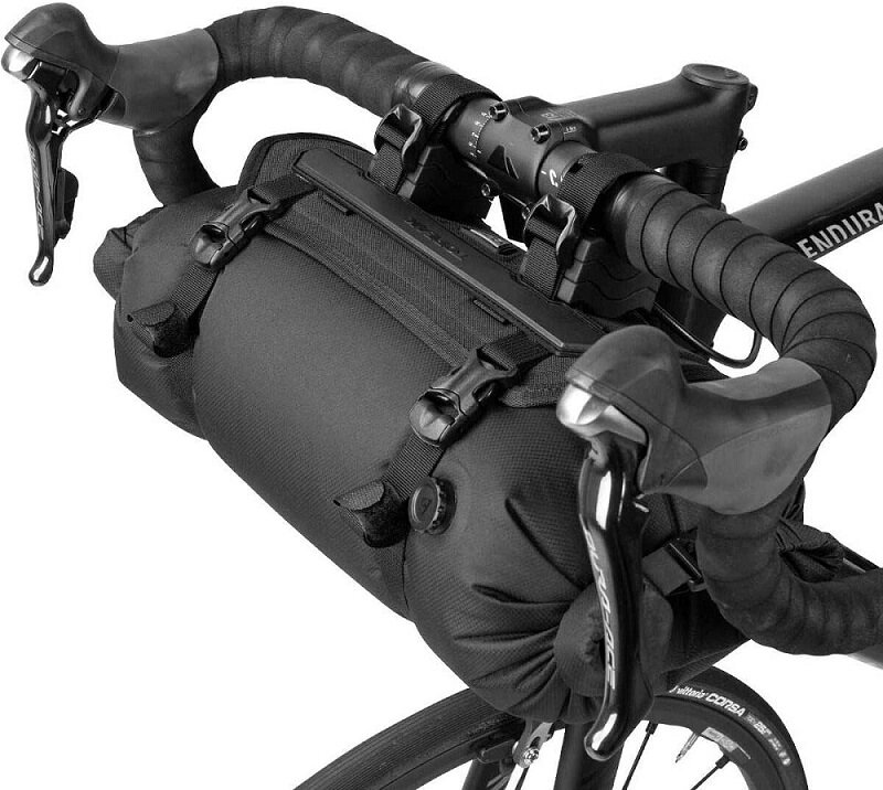 JRC Components Bike Handlebar Bag for Bicycles Water Resistant 600D Polyester Bicycle Handlebar Bag Bike Front Bag Black Handle Bar Bag with YKK Aquaguard Zipper and Adjustable Bungee Cord 