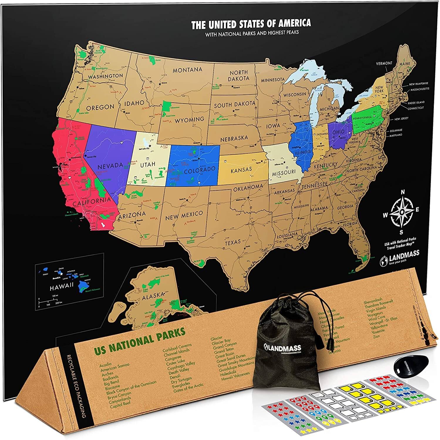 National Parks Scratch Off Map 12×16 (Charcoal Grey)