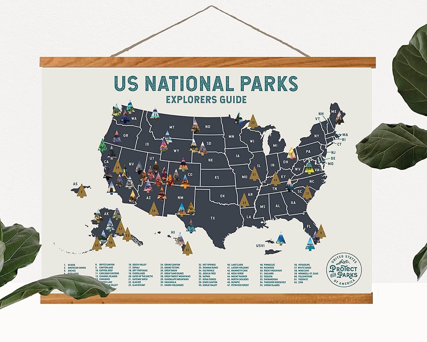 USA Gift For Travelers Road Trip Adventure Journal US Travel Map Print Bucket List INCLUDES WILDLIFE National Parks Scratch Off Map of United States Poster Fits 16”x20” frame by Bright Standards 