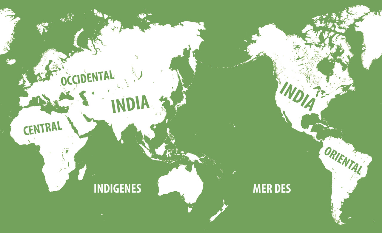 Pedro Lasch, Global Indianization / Indianización Global (2009/2018). Map, dimensions variable. Courtesy of the artist