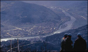 UN Peacekeepers overlooking the town of Gorazde