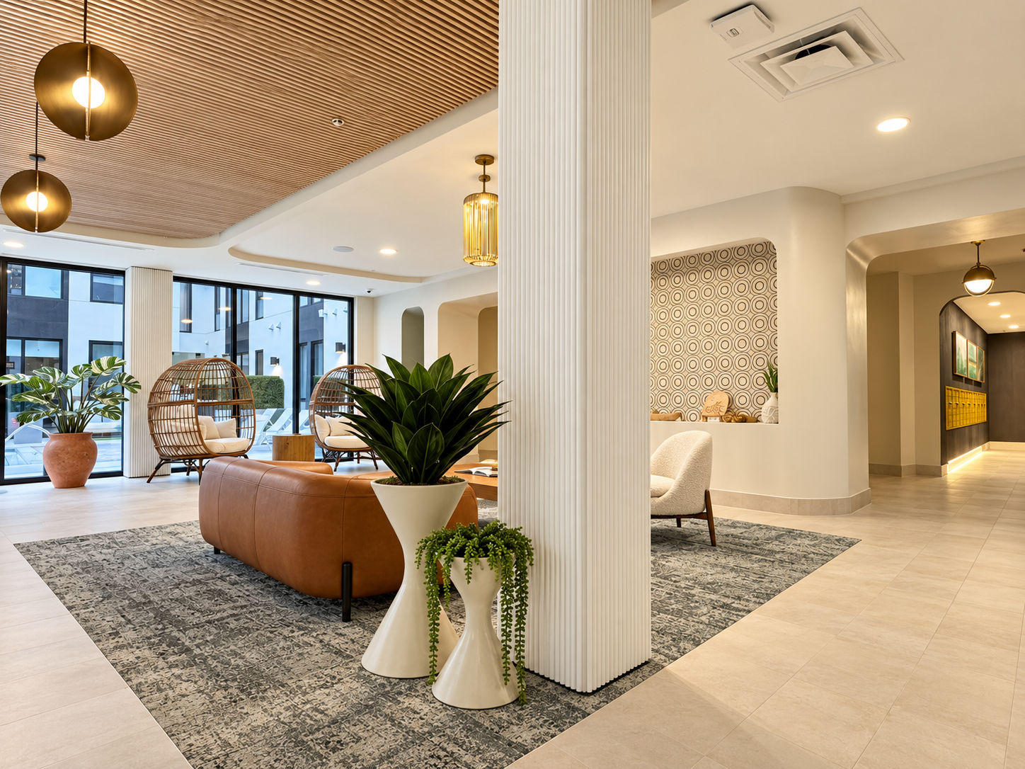 Sunlit Modern Lobby with Lush Greenery.png