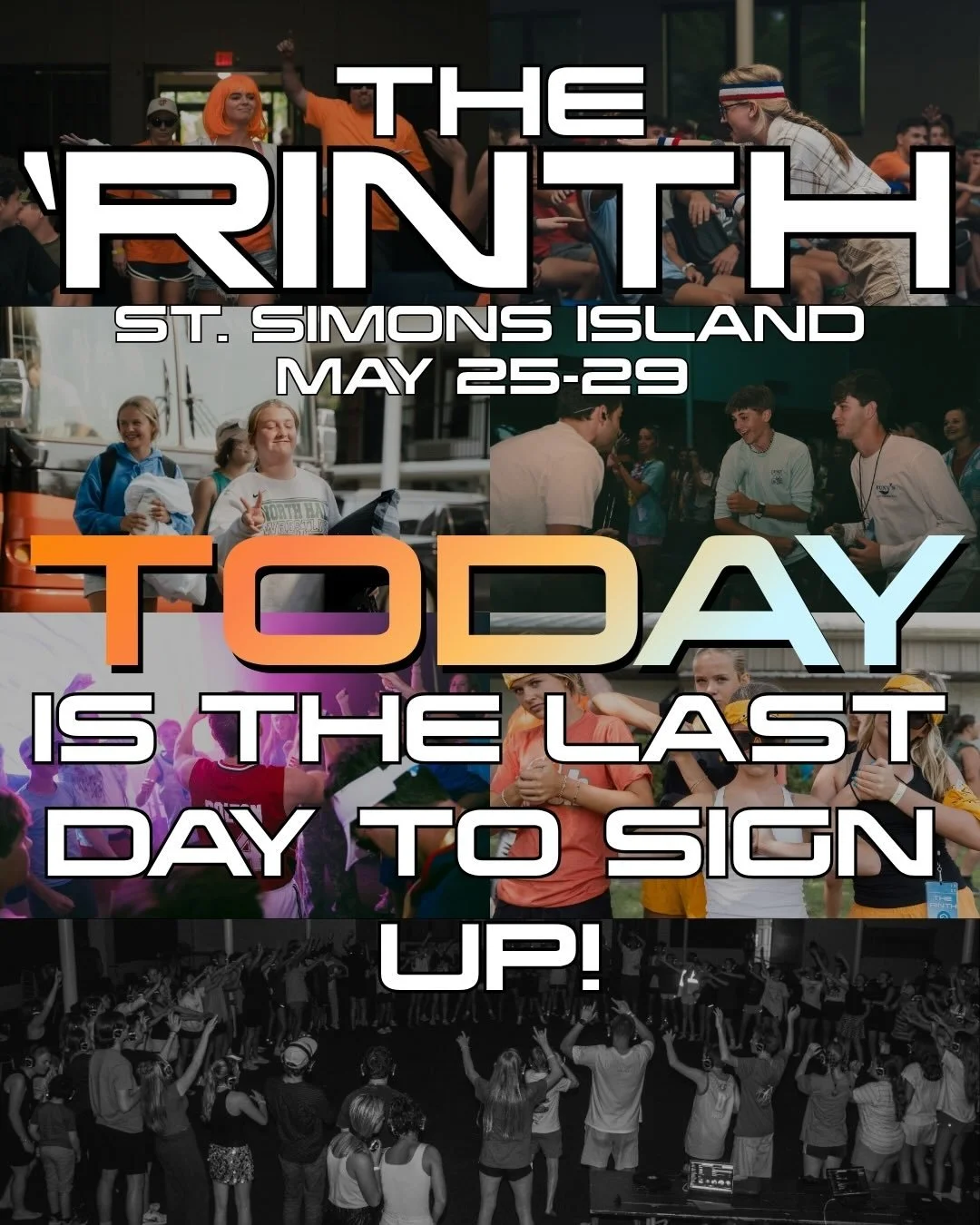 Last chance. ⏰🔥

Today is the final day to register for The &rsquo;Rinth 2026&mdash;don&rsquo;t miss it.

&bull; May 25&ndash;29 🌊
&bull; Epworth by the Sea &mdash; St. Simons Island 📍
&bull; Cost: $425 💵

Spots close today.
Register in bio.