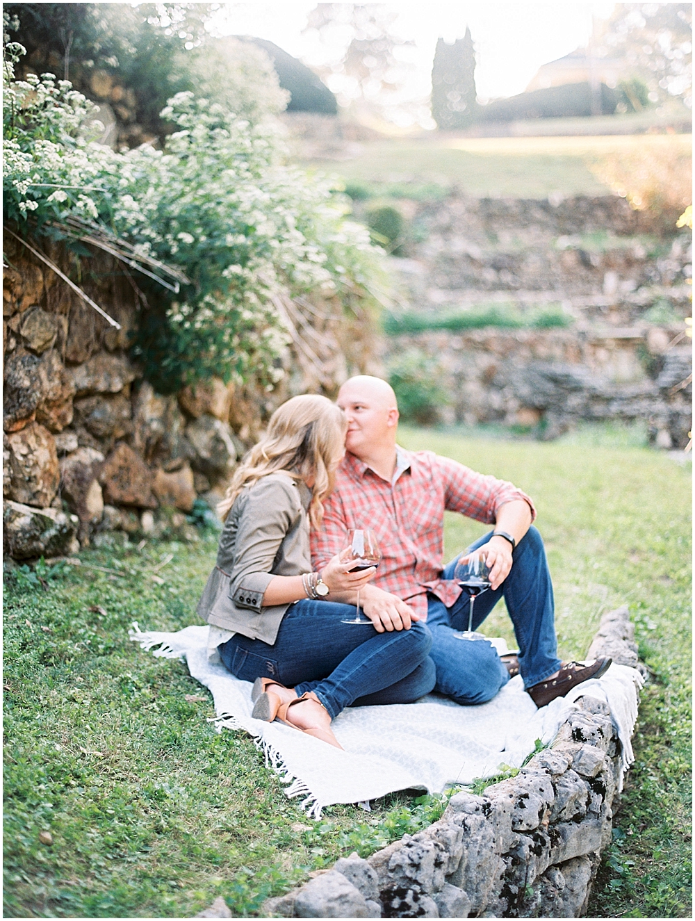 Romantic Missouri Engagement Session in a Rock Garden