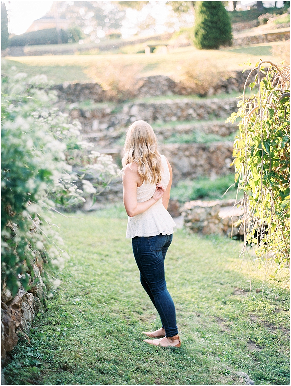 Lace top and jeans for a casual look - Engagement Photo Looks