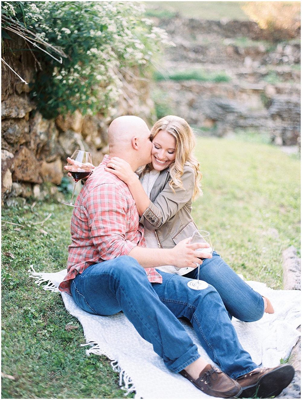 Romantic engagement photos in a rock garden