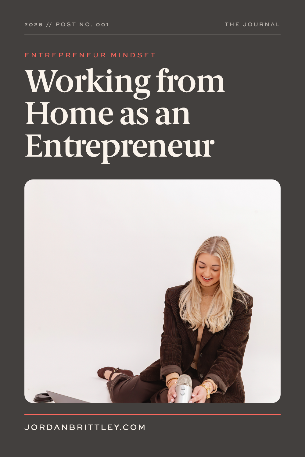 Woman working at a laptop in a home office below the words Working from Home as an Entrepreneur