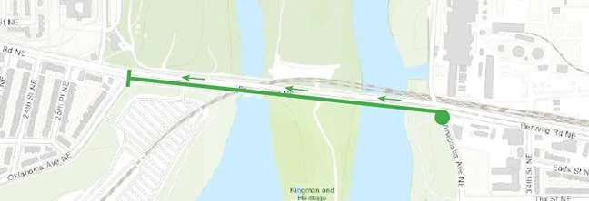 The Community Walk will begin in River Terrace and cross the bridge.
