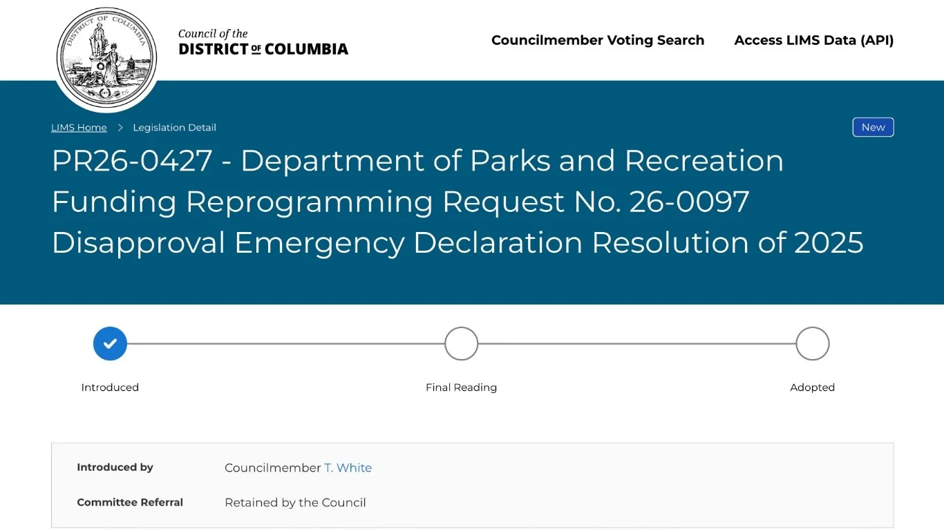 Department of Parks and Recreation Funding Reprogramming Request No. 26-0097 Disapproval Emergency Declaration Resolution of 2025