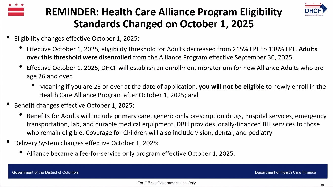 Reminder: Health Care Alliance Program Eligibility Standards Changed on October 1, 2025