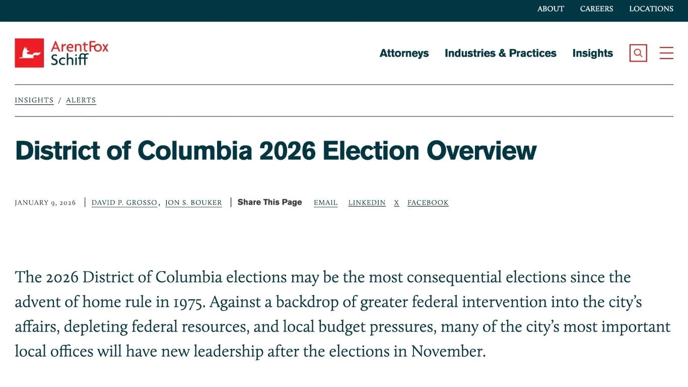 District of Columbia 2026 Election Overview