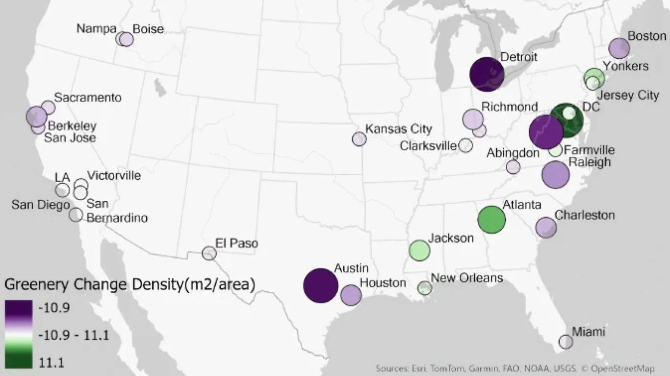 The Hottest Areas in U.S. Cities are Losing the Most Greenery