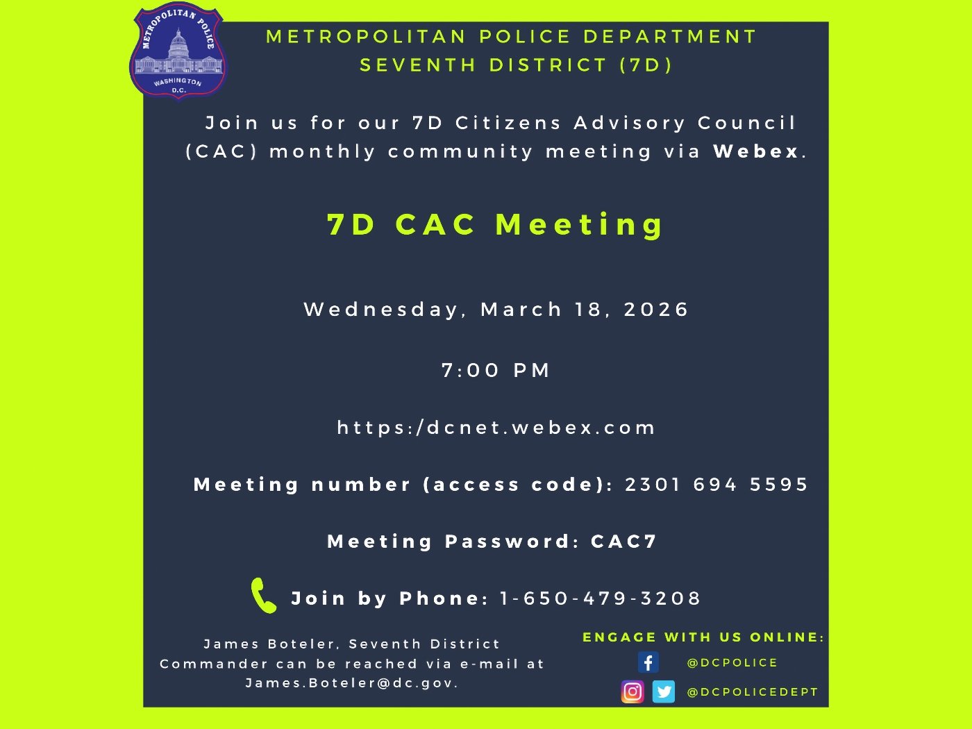 7D CAC Meeting, March 18, 2026.