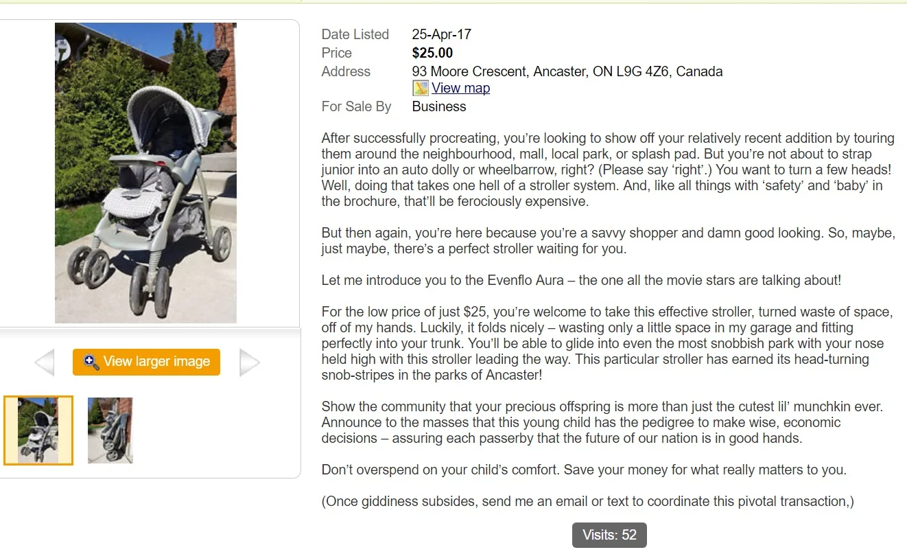 Kijiji - Stroller Ad