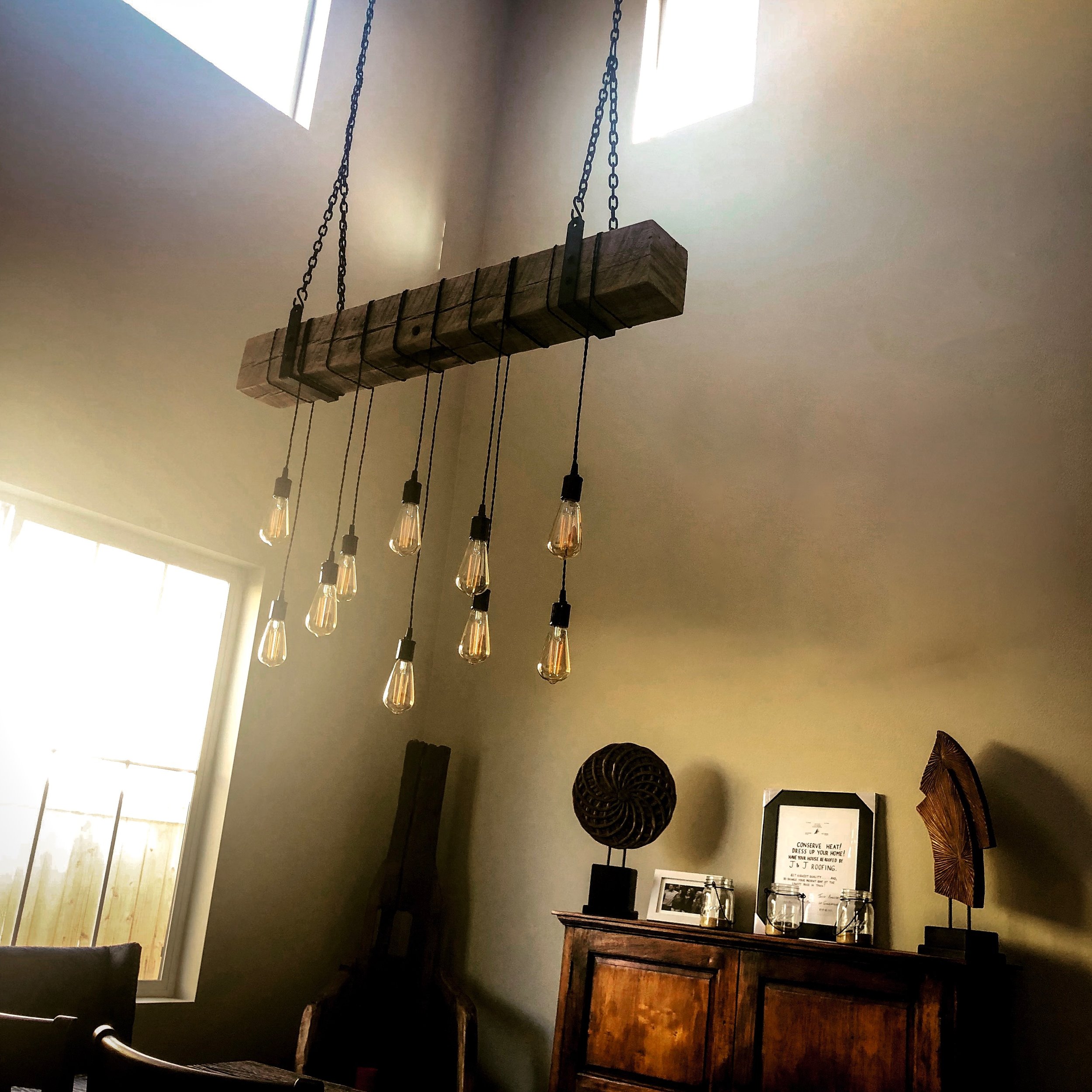 48" Rustic Beam Light Fixture by 7M Woodworking