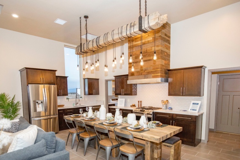 96" Rustic Kitchen Lighting by 7M Woodworking