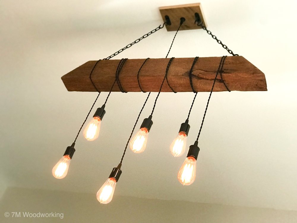 7m Woodworking Rustic Lighting, Reclaimed Beam Light Fixture