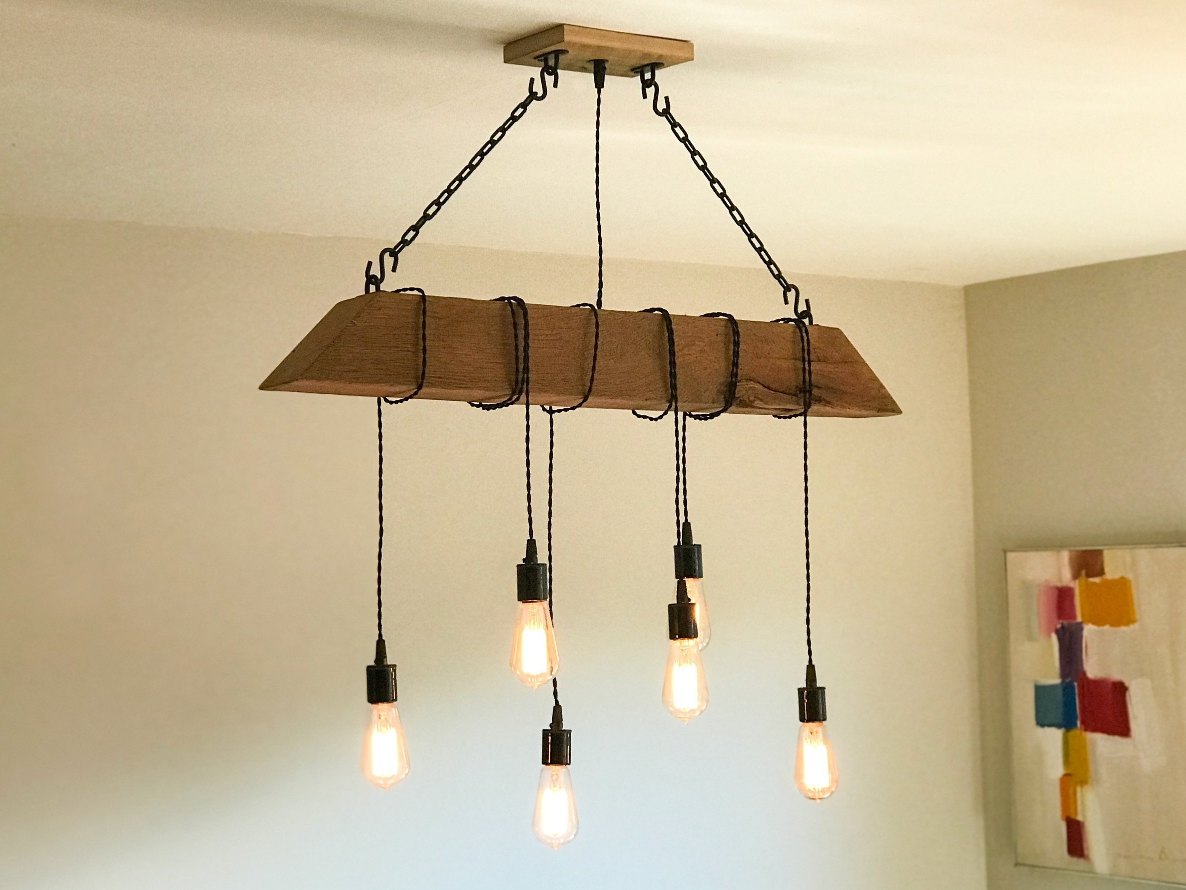 Timber wood beam light fixture