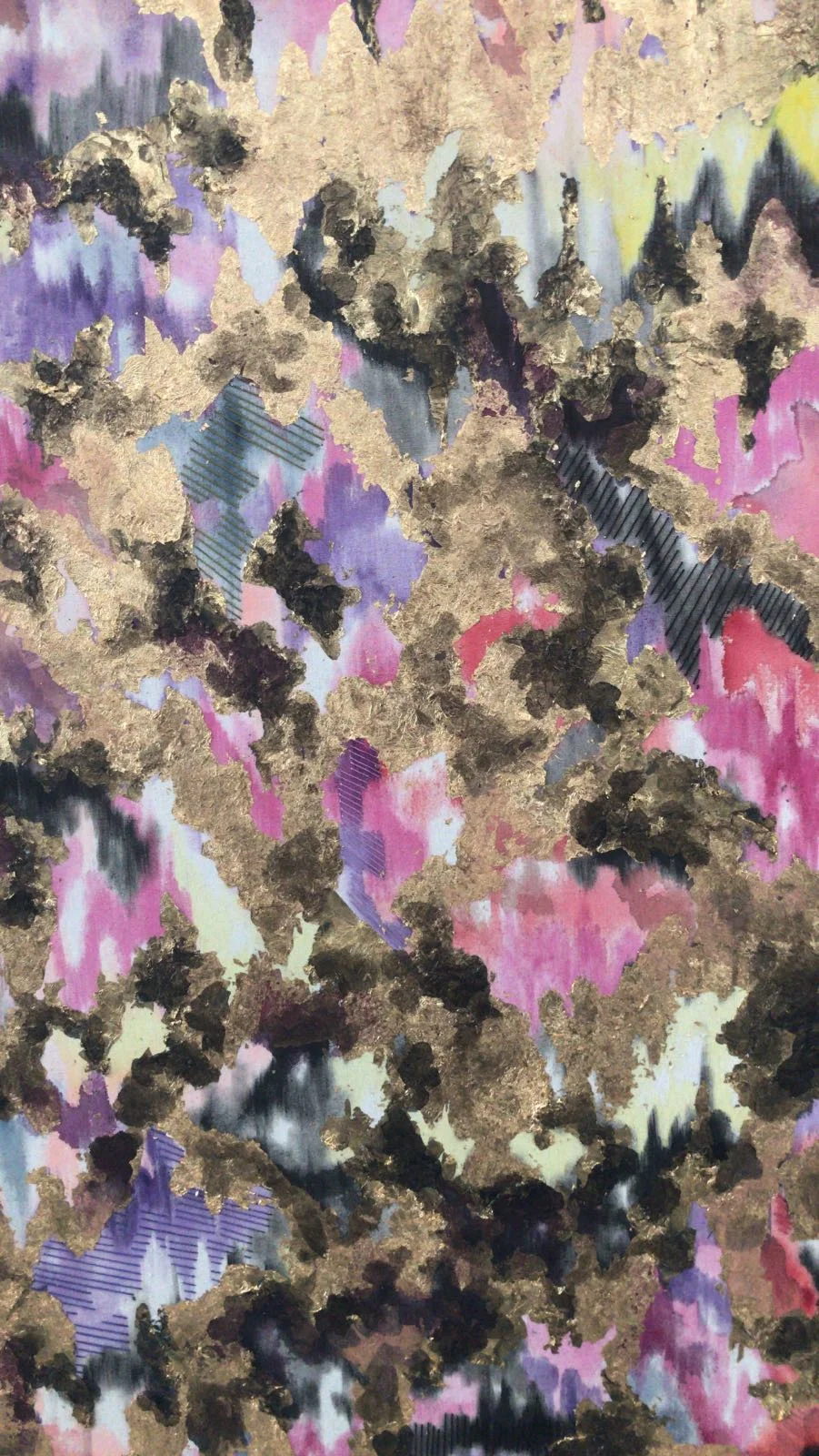 Untitled (Black & Gold) Mixed Media and Gold Leaf on Canvas 60" x 48" 2017