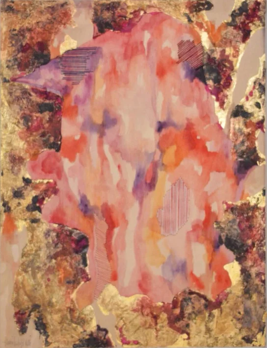 Untitled (Pink & Gold) Mixed Media and Gold Leaf on Canvas 60" x 48" 2017