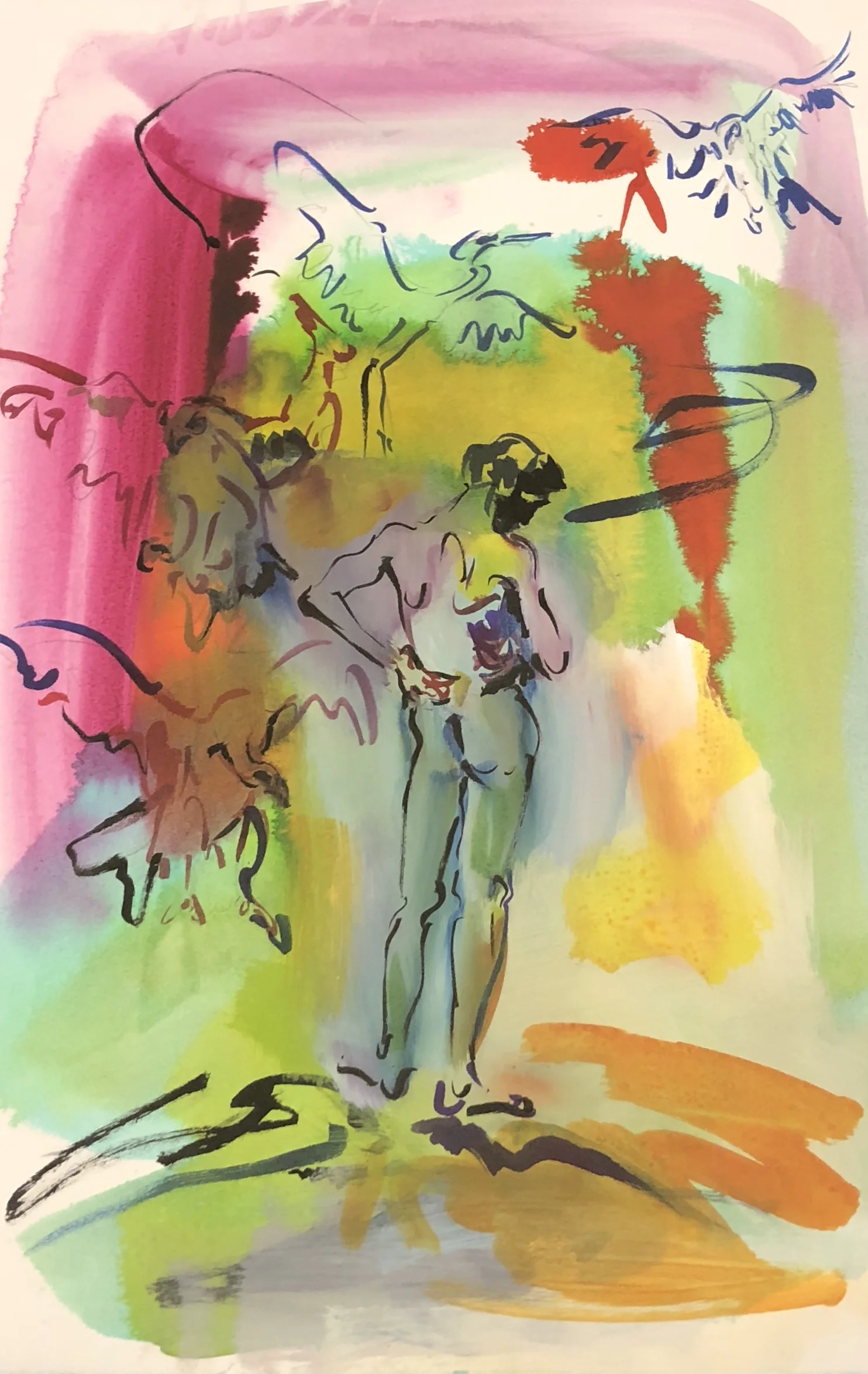 Suzanne Unrein Elysium Flats Watercolor, ink and acrylic on paper 22” x 15”