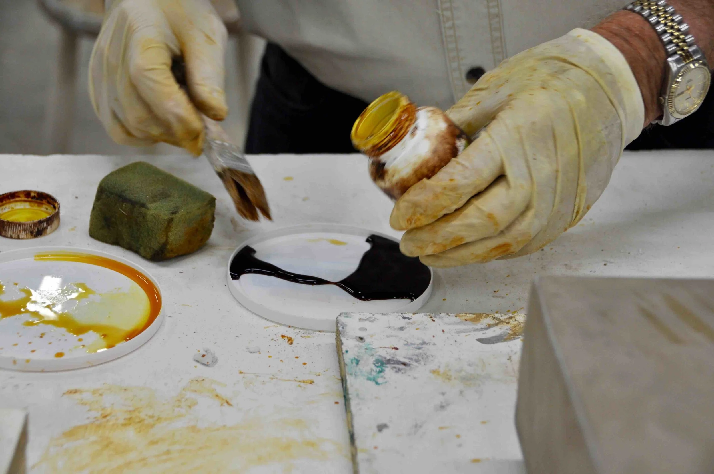 Reactive Chemical Stains on Winterstone Sculptures