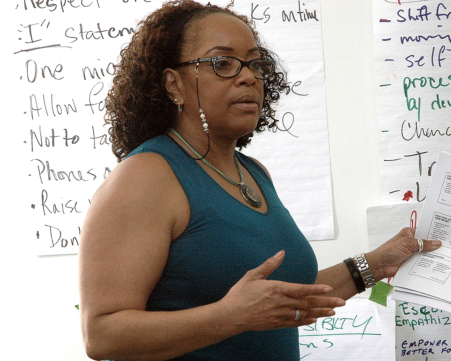 Deborah Yuelles leading a discussion