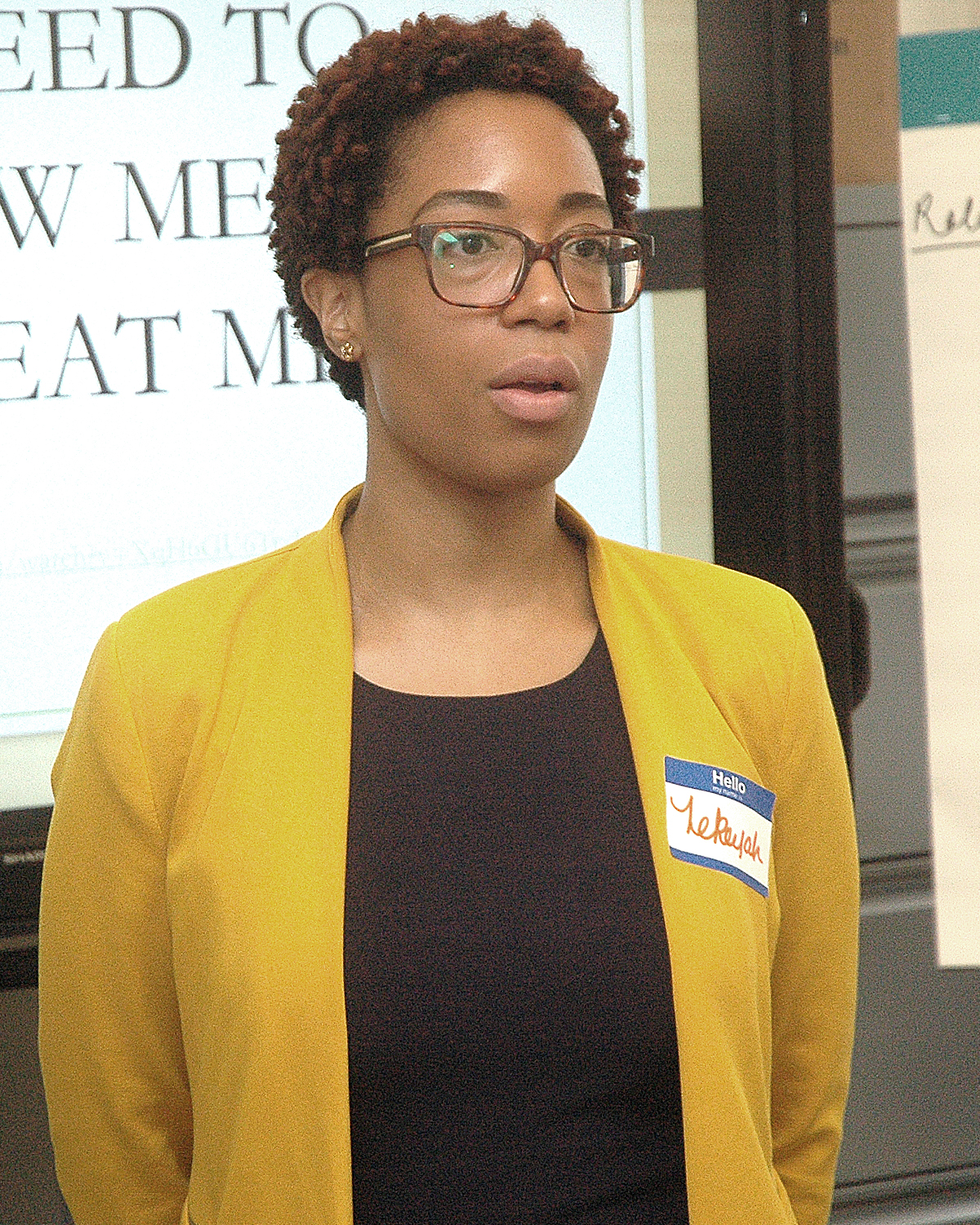 Tekeyah Sears leading a discussion