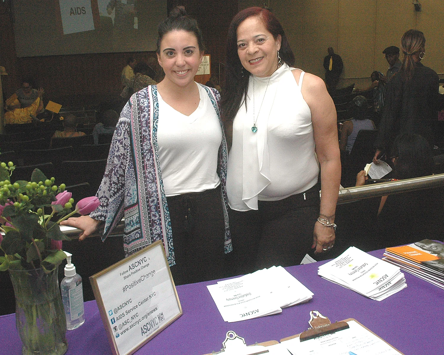Rosie Whiteside and Zoraida R. welcoming guests