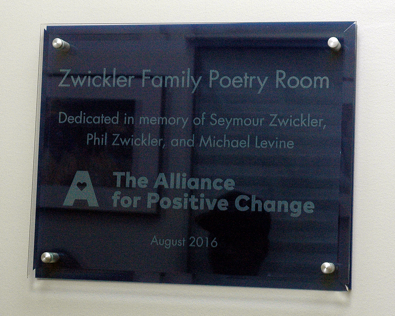 Zwickler Family Poetry Room Plaque