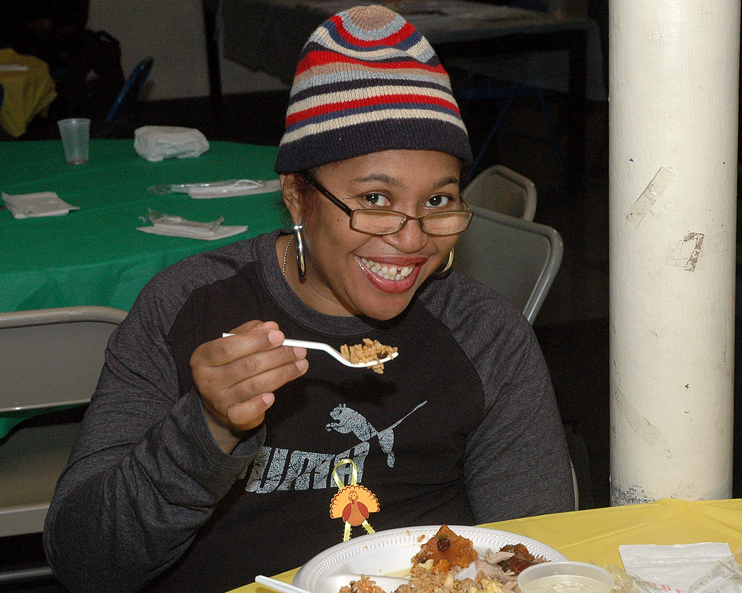 An attendee enjoying the festivities