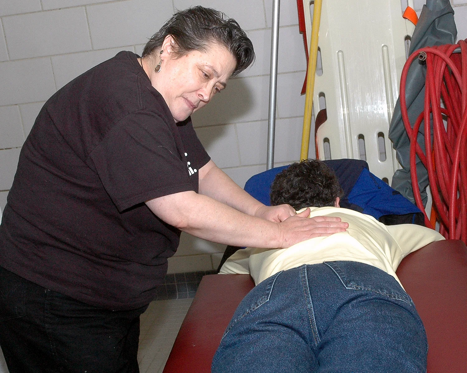 One of the swimmers getting a massage…courtesy of ASC