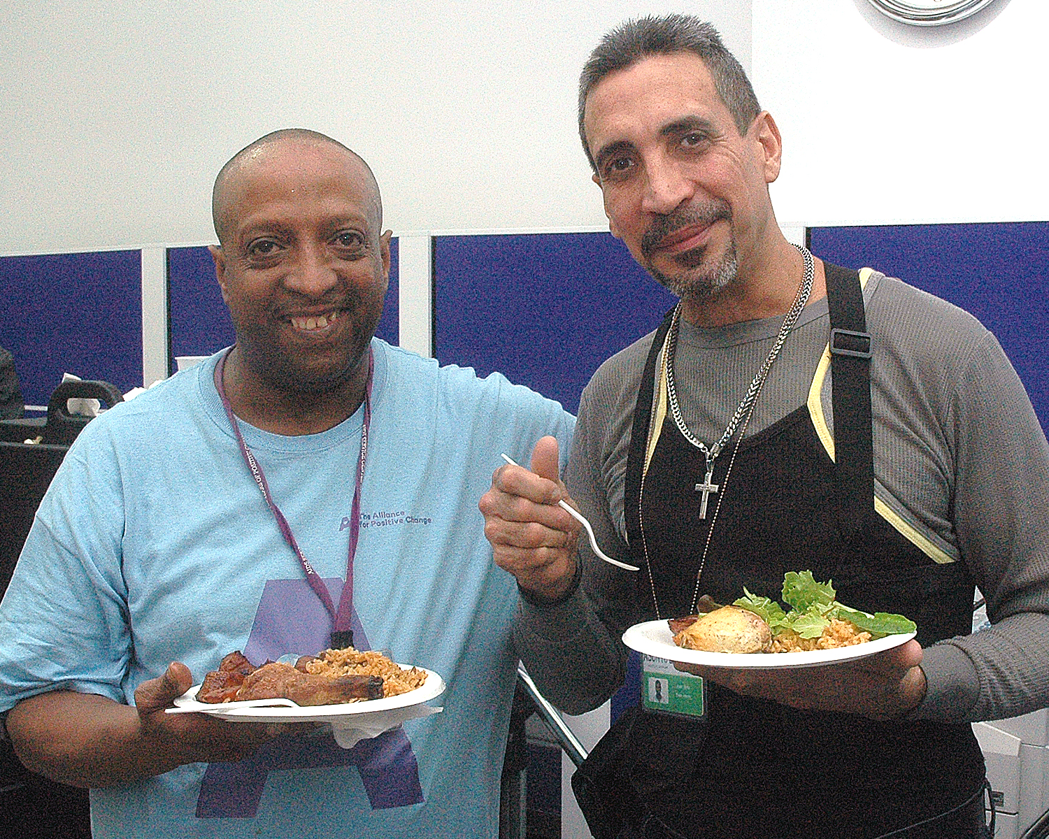 Two attendees enjoying their meal