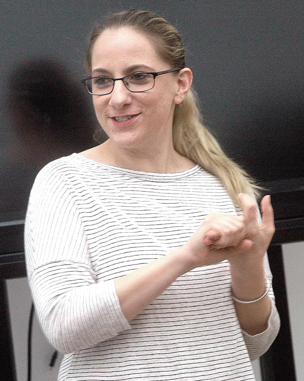 Katrina Balovlenkov addressing the graduation ceremony attendees