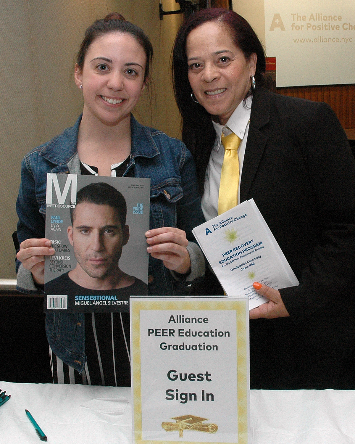 Rosie and Zoraida at the sign-in desk