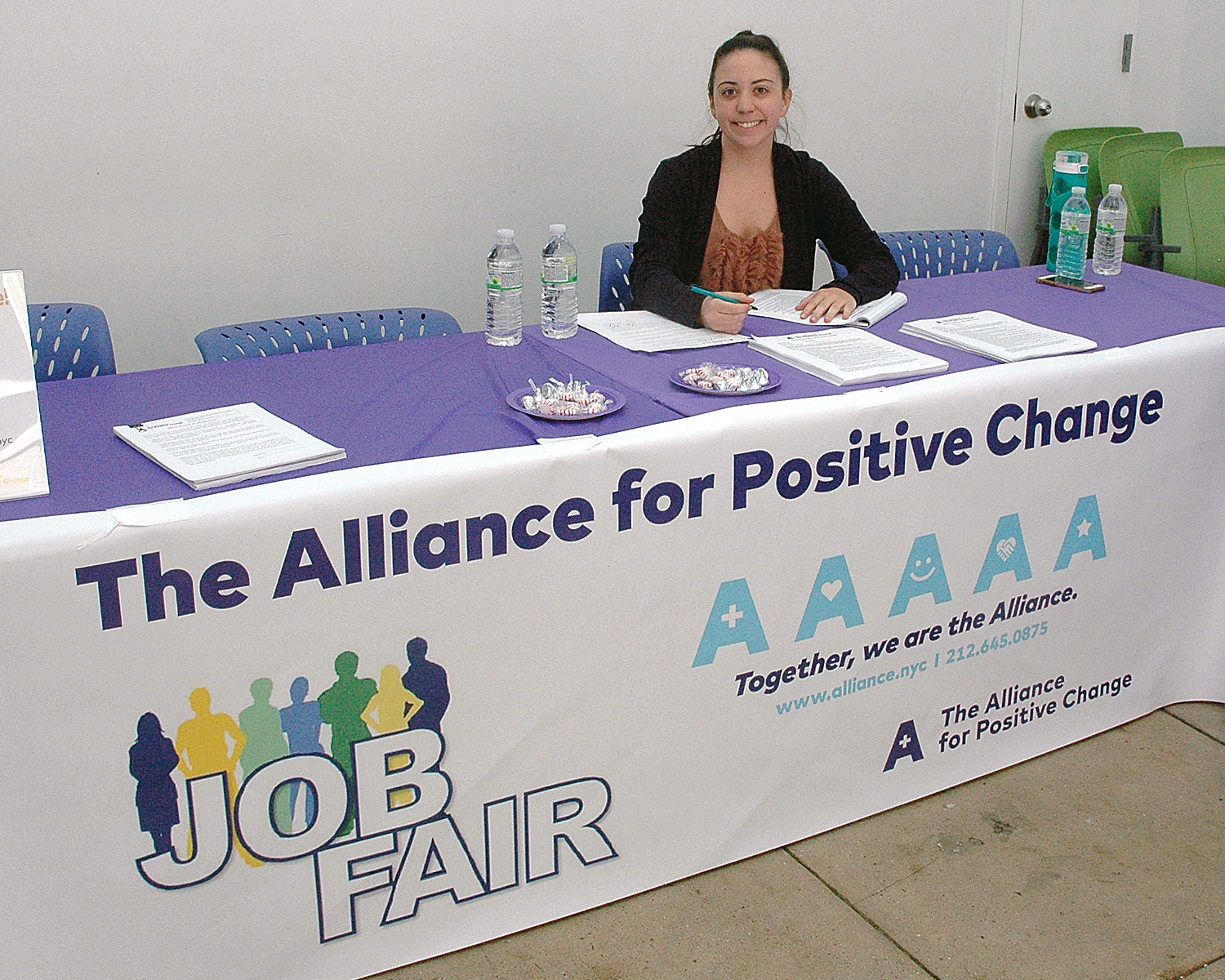 Rosie Whiteside at The Alliance table at the job fair