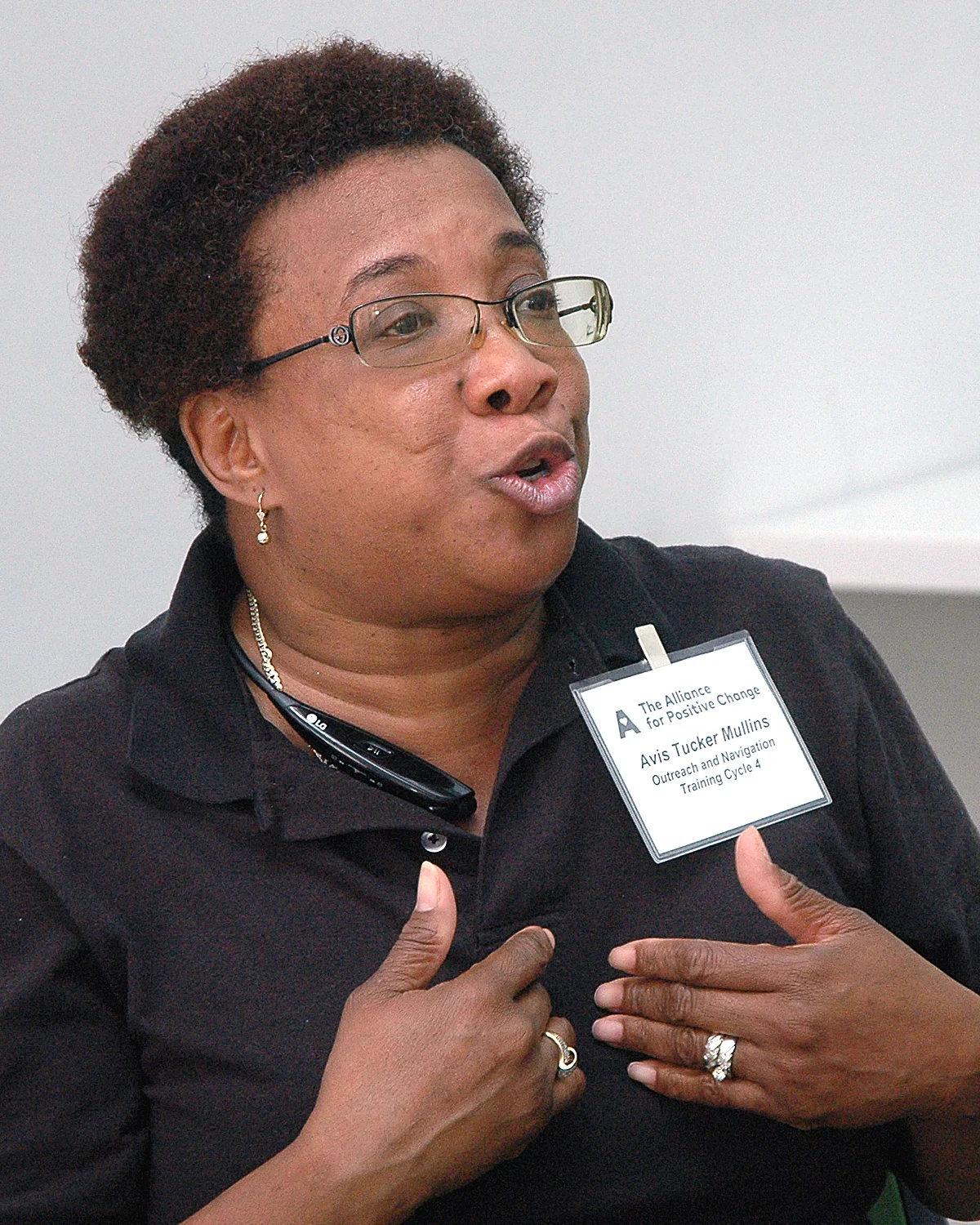 Avis M. expressing herself during a training session