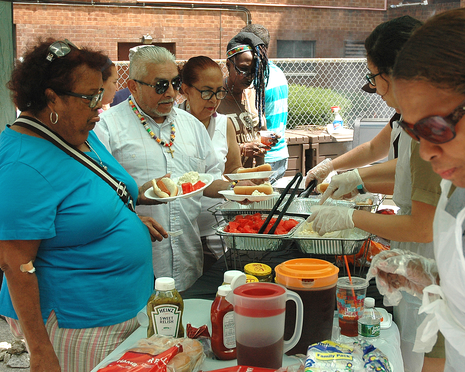 Attendees on the food line