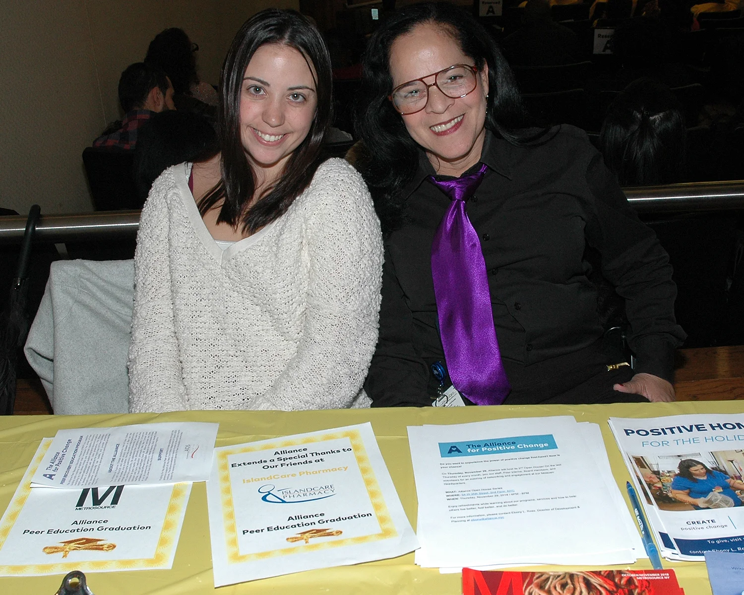 Rosie and Zoraida at the sign in desk