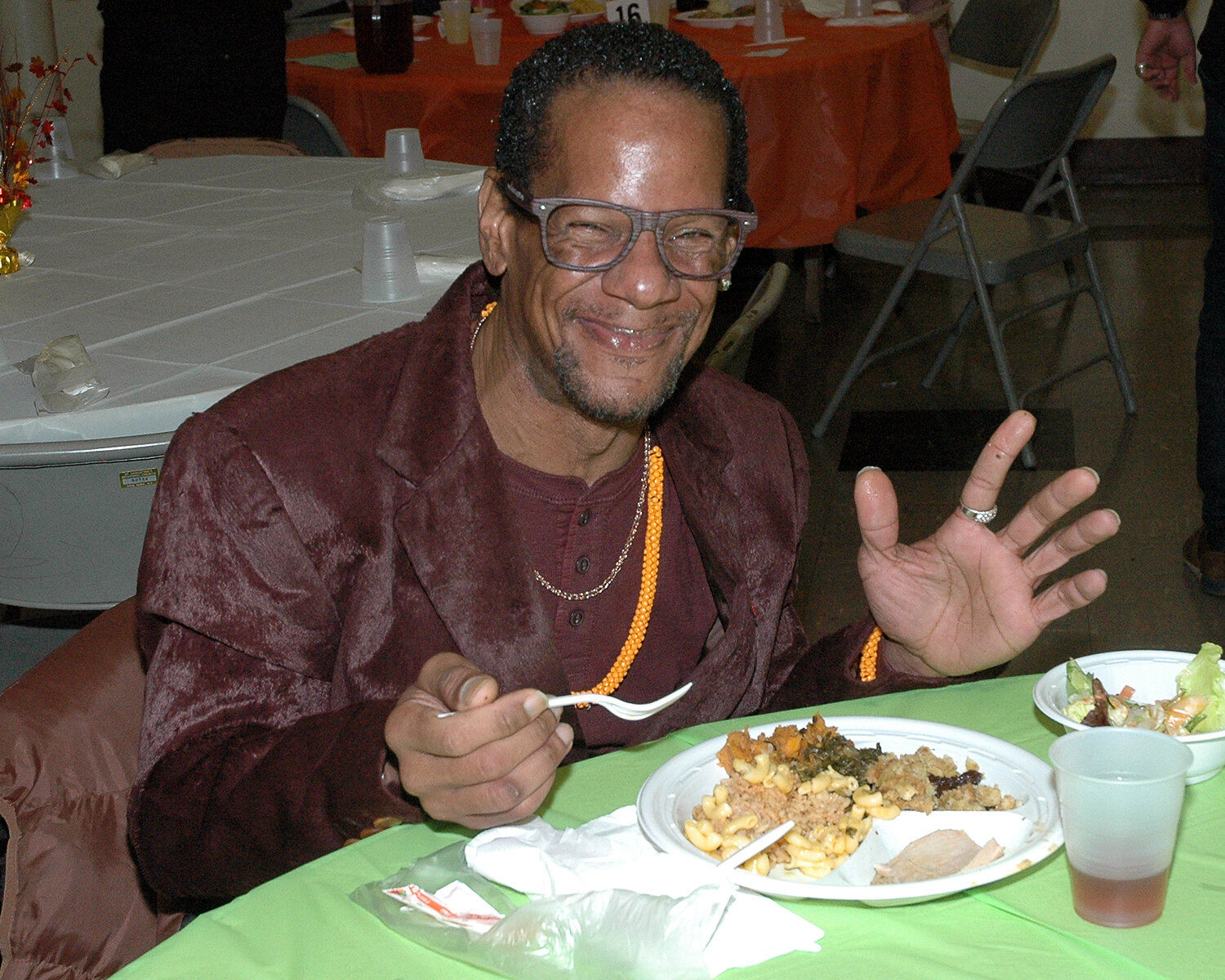 A guest enjoying his meal