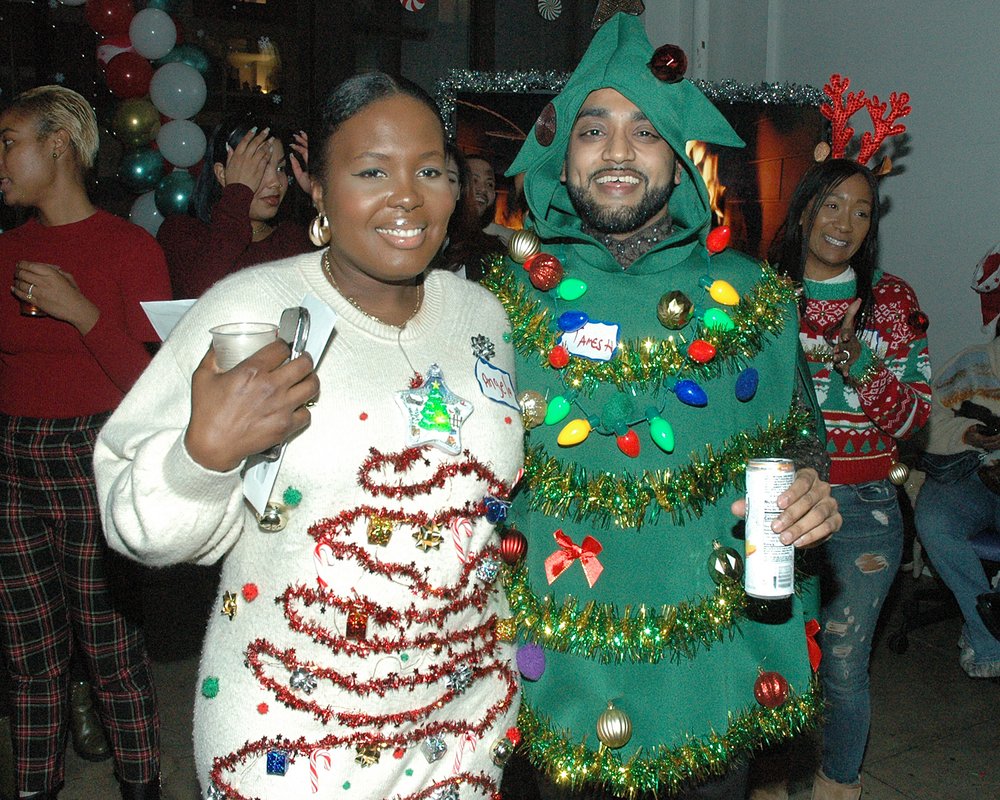 Joint winners of our Ugly Sweater contest—Tamesh and Angela