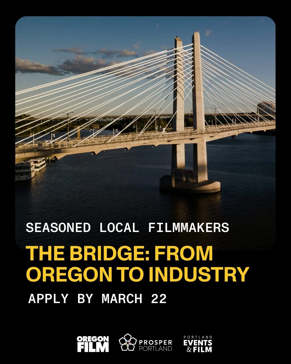 It&rsquo;s time to move from emerging to mid-career. We are thrilled to announce the inaugural program, The Bridge: From Oregon to Industry, a partnership between @OregonFilm, @prosperportland, @PortlandEventsandFilmOffice, and @SundanceCollab. 

Thi