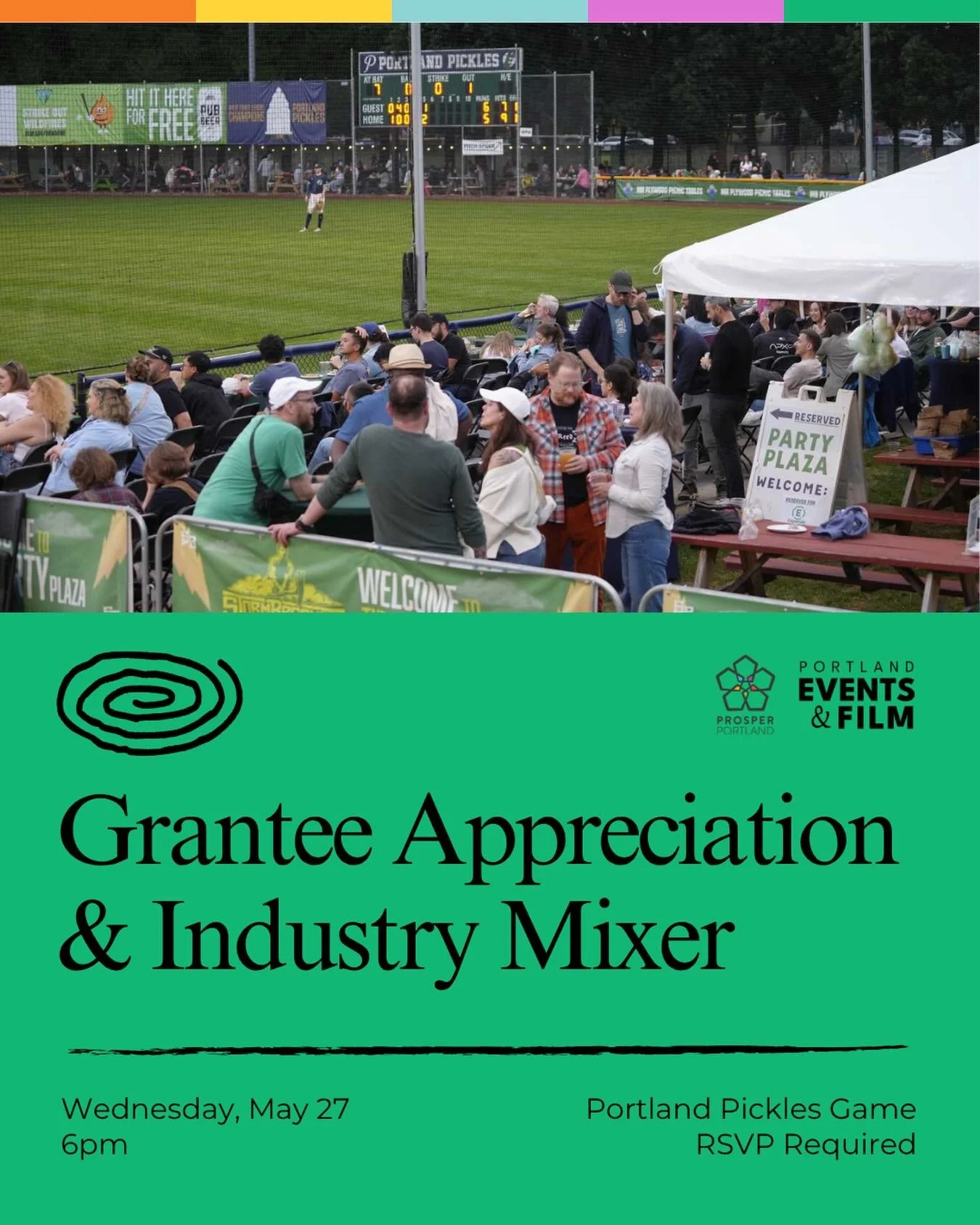 Join the Events &amp; Film team for a night of celebration, connection, and Portland Pickles baseball ⚾️

Come hang with event &amp; film industry professionals while celebrating this year&rsquo;s grant recipients! 
 📅 Wednesday, May 27 at 6pm 📍 Wa
