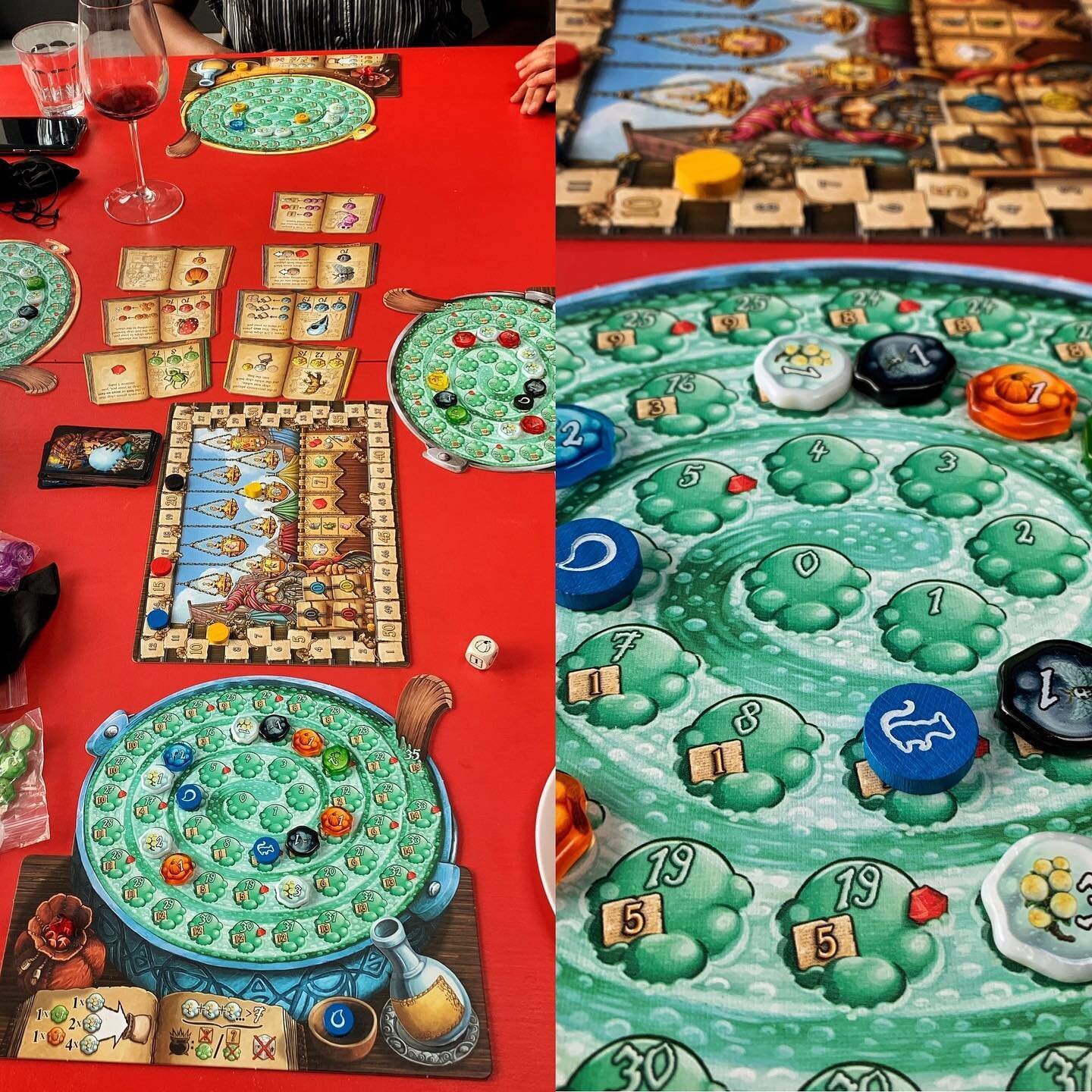 God to play 4,player Quacks of Quedlingburg with the chunky and wonderfully clacky geek up bits bought at #gencon2022 and despite them being more expensive than the game itself they were completely worth it. And I won! Thanks to @dddommm and @vesilva