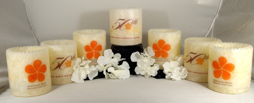  A unique, one of a kind tribute luminary was created for the Mauna Kea Hotel in Hawaii for their 50th anniversary to be sold in their gift shops.