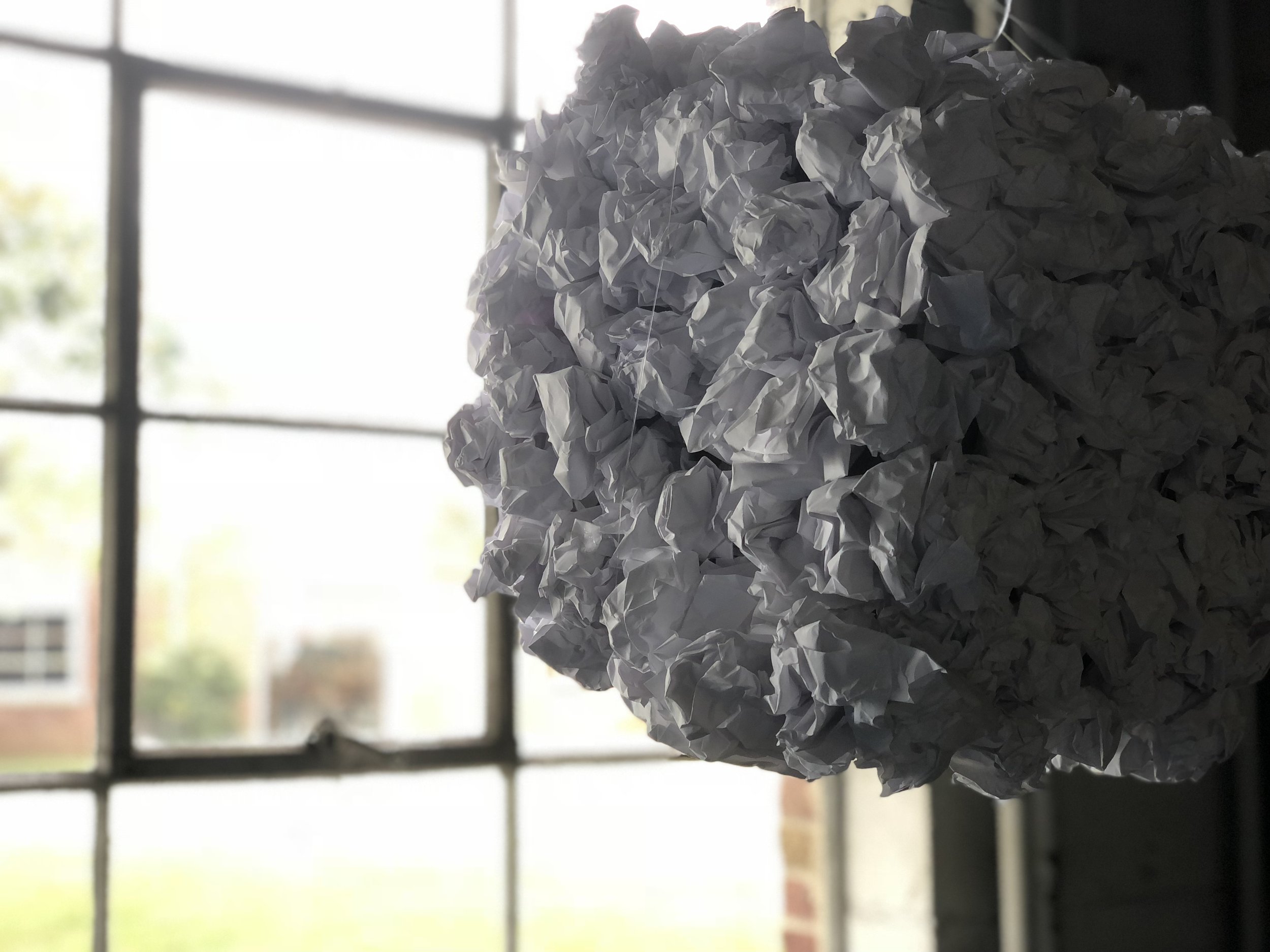  Student: Conner Murt Class: Sculpture I Project: “Form from Flat” Paper, monofilament. 2018 