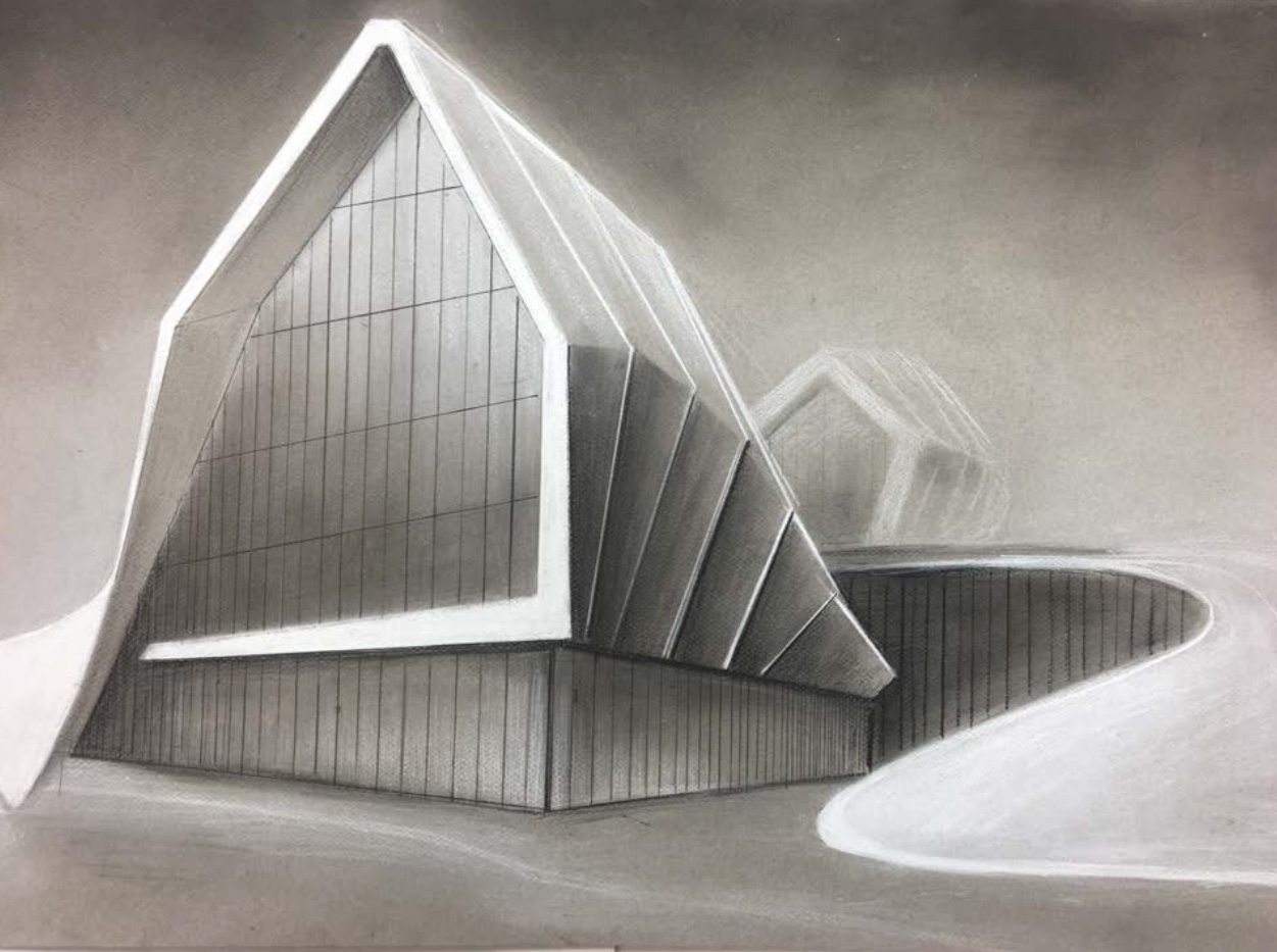  Student: Katie Roosa Project: “Two Point Perspective Metamorphosis” (Drawing II) Conte crayon 18”x24” 