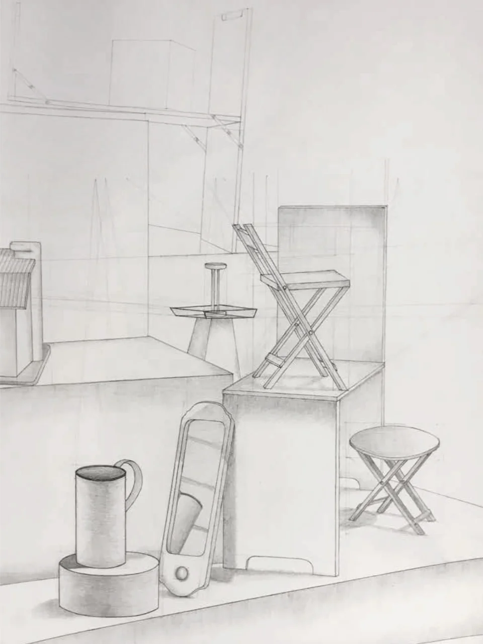 Student: Sophie Astro Project: “Still Life in Perspective” (Drawing I) Graphite 18”x24”