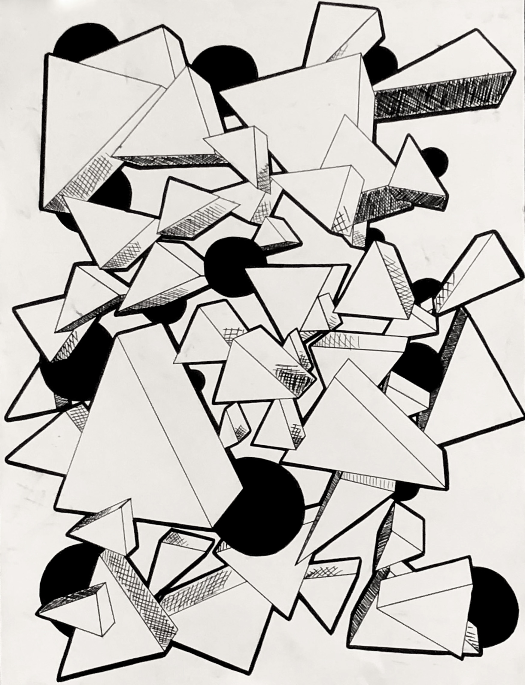  Student: Shann Riley Project: “Imagined Shapes in One Point Perspective” (Drawing I) Micron Pen 18”x24” 