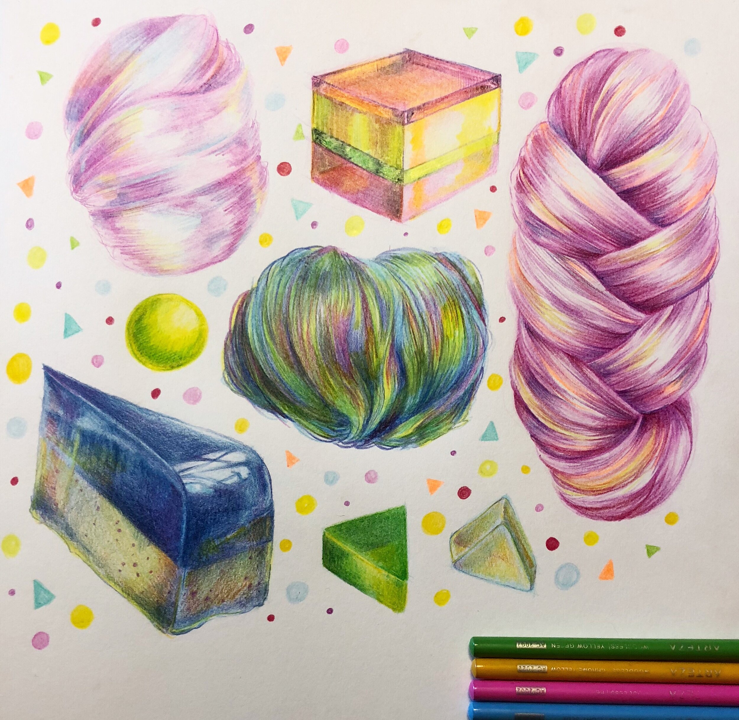  Colored pencil. 